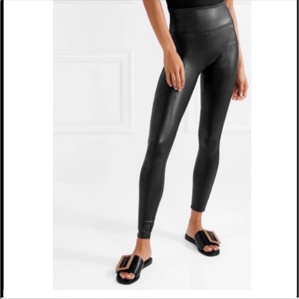Spanx Faux Leather Black High-Waisted Leggings Size Medium